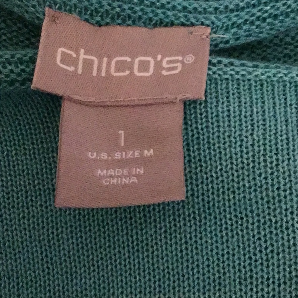 Chico’s stylish shades of Teal Ombre Sweater with 3 quarter sleeves. Sz 1 (8-10) - Picture 7 of 10